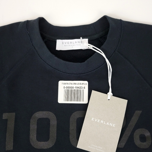 Everlane Black Graphic Sweatshirt Top Size S - Picture 4 of 5